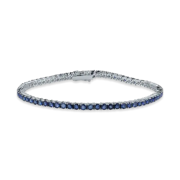 Bratara tennis din aur alb cu safire de 4.6ct