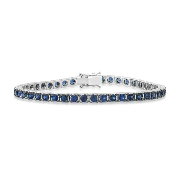 Bratara tennis din aur alb cu safire de 6.7ct