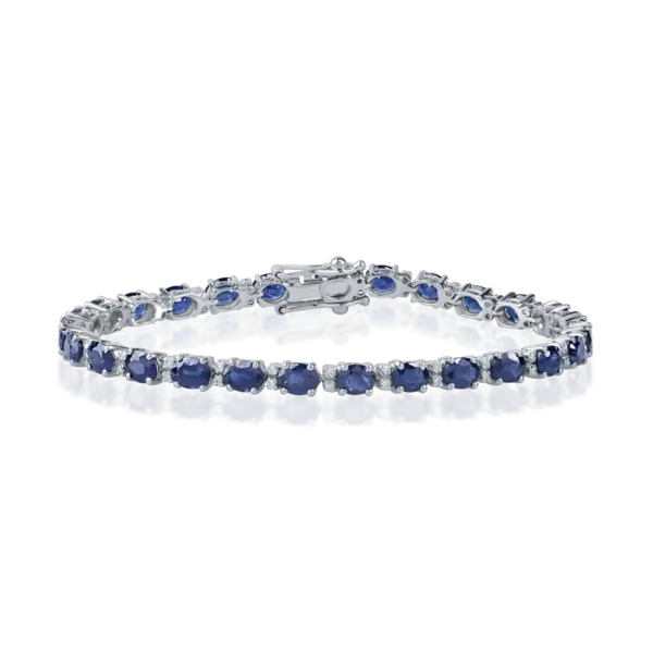 Bratara tennis din aur alb cu safire de 7.7ct si diamante de 0.2ct