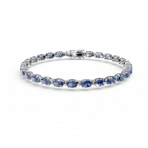 Bratara tennis din aur alb cu safire de 8ct si diamante de 0.2ct