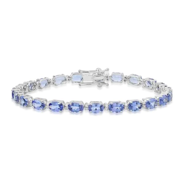 Bratara tennis din aur alb cu tanzanite ovale de 11.823ct si diamante de 0.234ct
