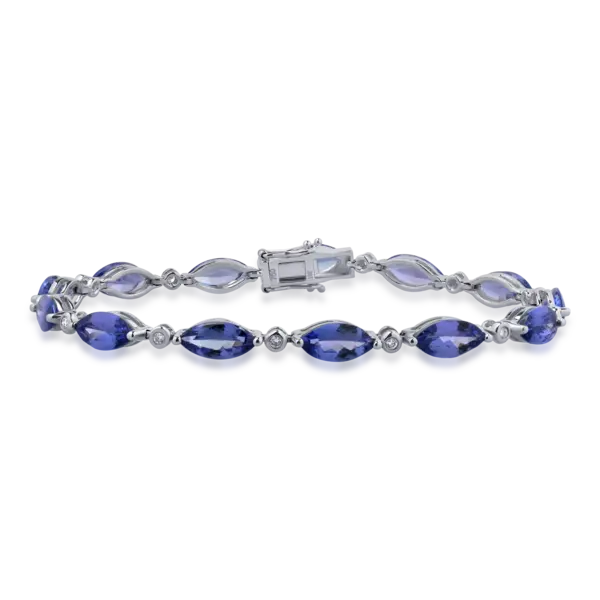 Bratara tennis din aur alb cu tanzanite ovale de 13.52ct si diamante de 0.21ct