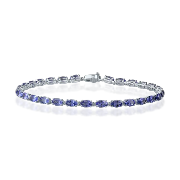 Bratara tennis din aur alb cu tanzanite ovale de 6.3ct