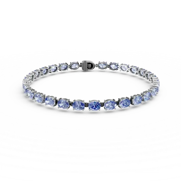 Bratara tennis din aur alb cu tanzanite ovale de 7.1ct