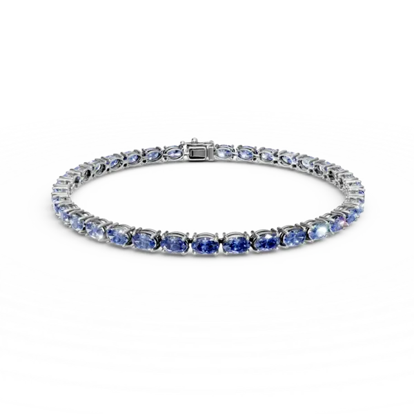 Bratara tennis din aur alb cu tanzanite ovale de 8.04ct