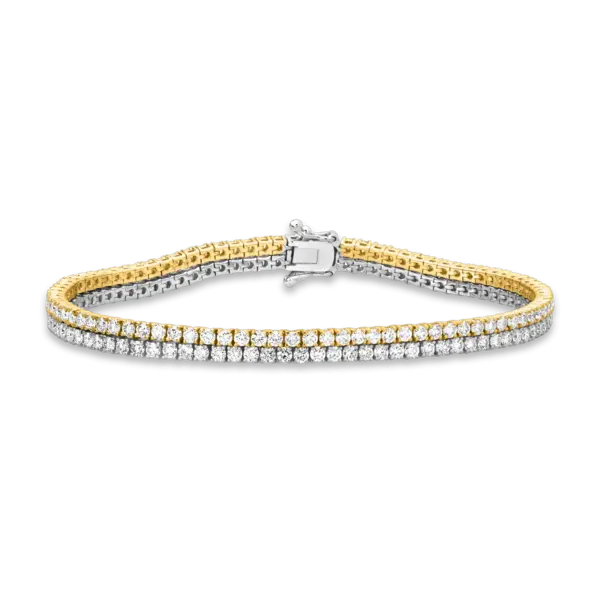 Bratara tennis din aur alb-galben cu diamante de 4.72ct