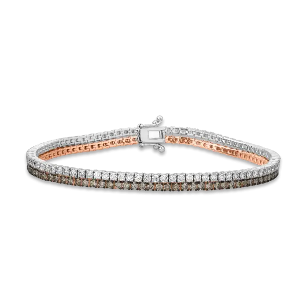 Bratara tennis din aur alb-roz cu diamante de 4.7ct