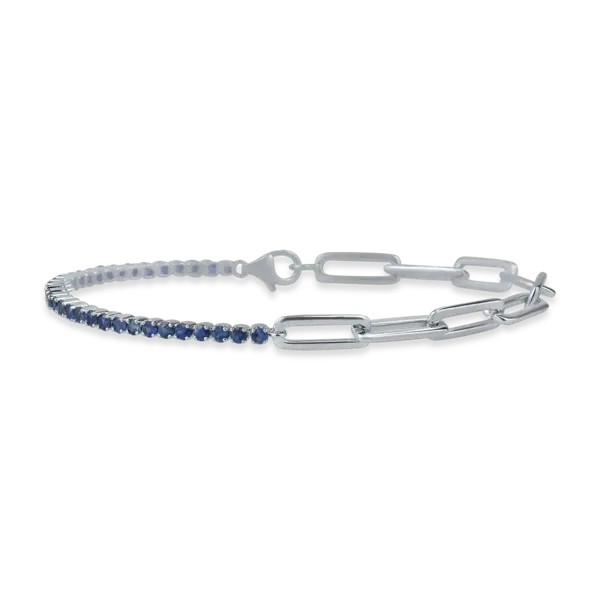 Bratara tennis din aur alb si cu safire de 1.6ct