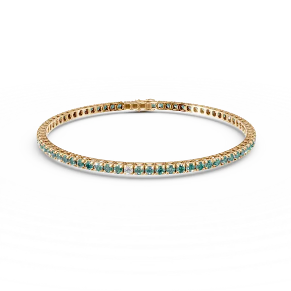 Bratara tennis din aur galben cu diamante de 0.1ct si smaralde de 1.2ct