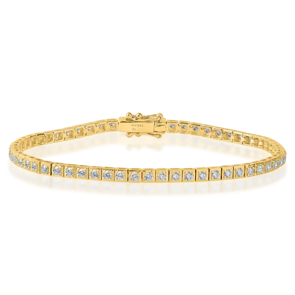 Bratara tennis din aur galben cu diamante de 2.1ct