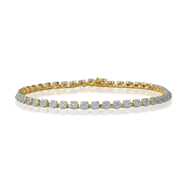 Bratara tennis din aur galben cu diamante de 2ct