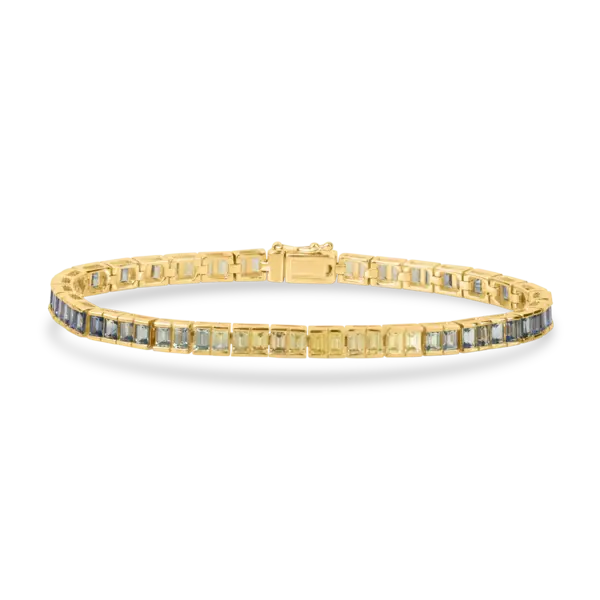 Bratara tennis din aur galben cu safire multicolore baguette de 6.37ct