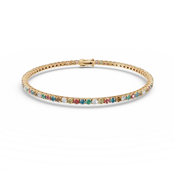 Bratara tennis din aur galben cu safire multicolore de 2.9ct