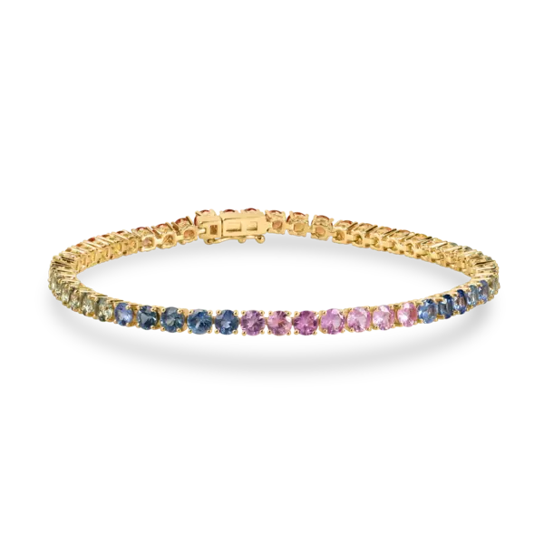Bratara tennis din aur galben cu safire multicolore de 7.18ct
