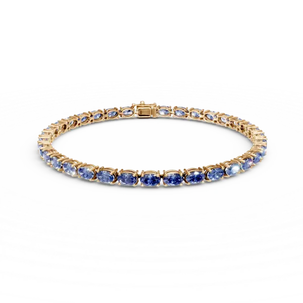 Bratara tennis din aur galben cu tanzanite ovale de 14.06ct