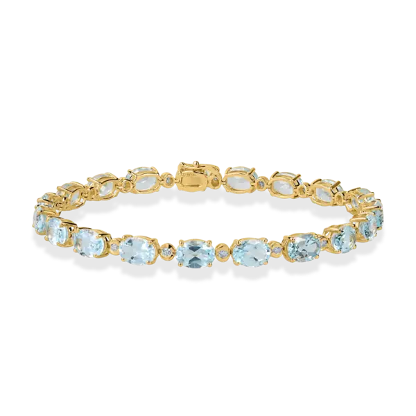 Bratara tennis din aur galben cu topaze ovale de 15.2ct si diamante de 0.3ct