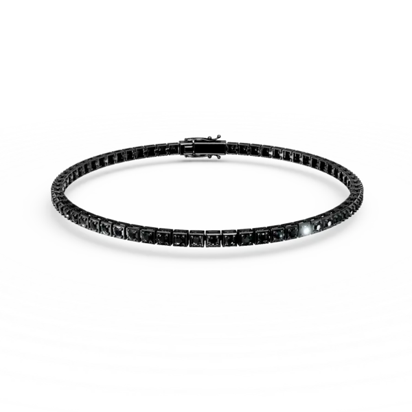 Bratara tennis din aur negru cu diamante negre de 1ct