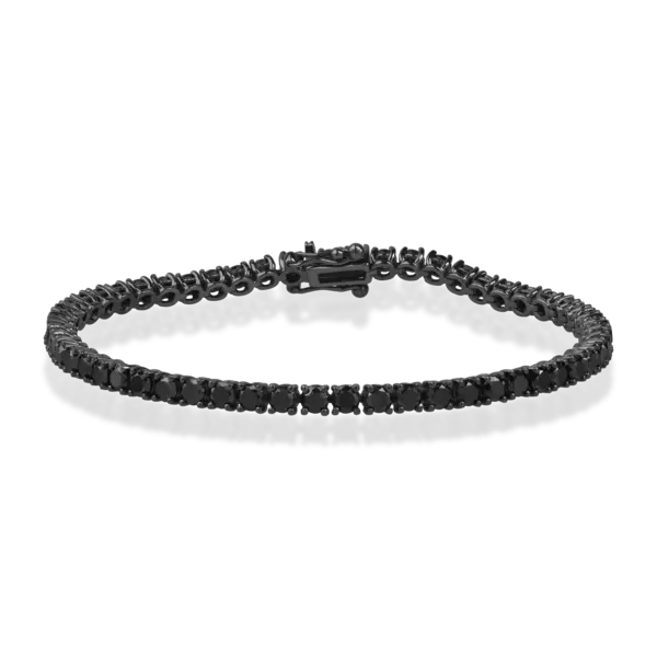 Bratara tennis din aur negru cu diamante negre de 6ct