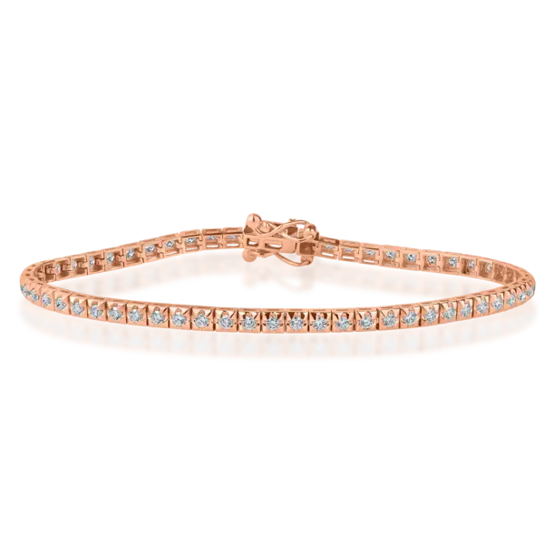 Bratara tennis din aur roz cu diamante 1ct