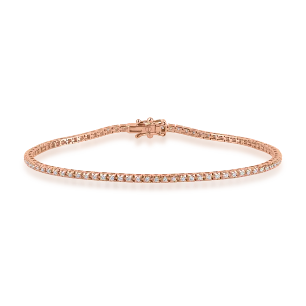 Bratara tennis din aur roz cu diamante de 0.45ct