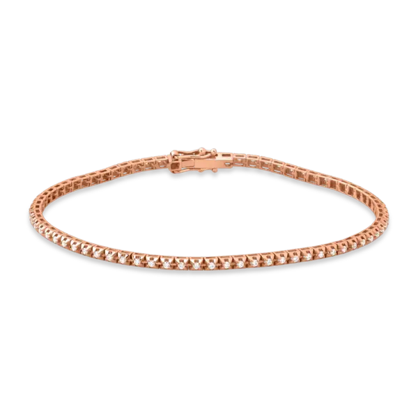 Bratara tennis din aur roz cu diamante de 0.49ct