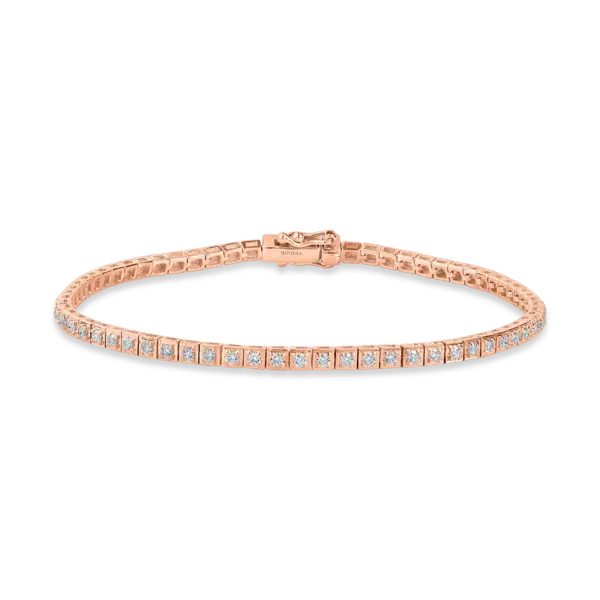 Bratara tennis din aur roz cu diamante de 0.8ct