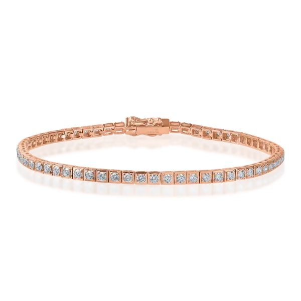 Bratara tennis din aur roz cu diamante de 2ct