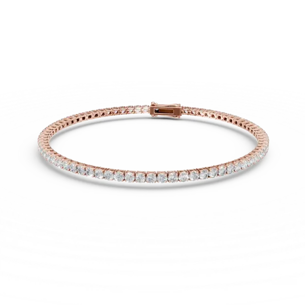 Bratara tennis din aur roz cu diamante de 2ct