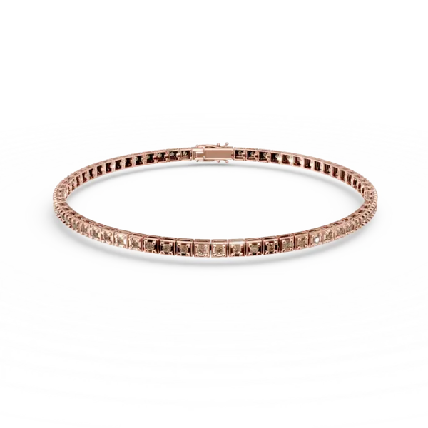 Bratara tennis din aur roz cu diamante maro de 0.8ct