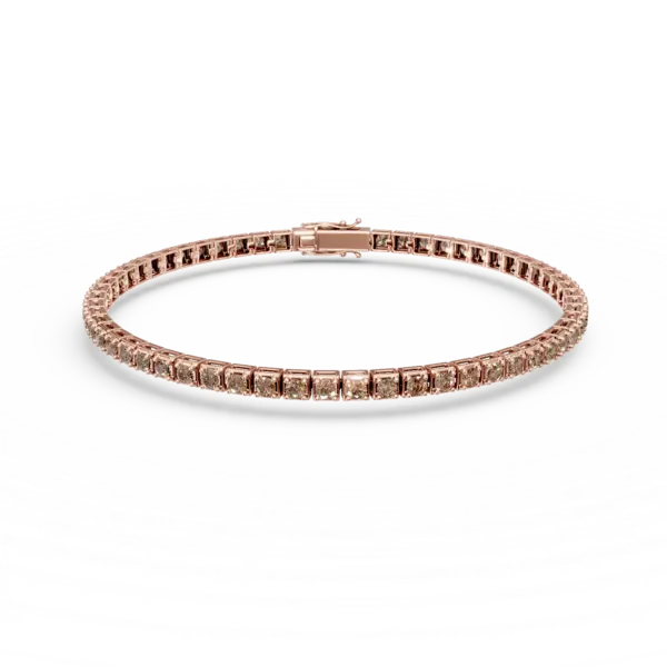 Bratara tennis din aur roz cu diamante maro de 1.4ct