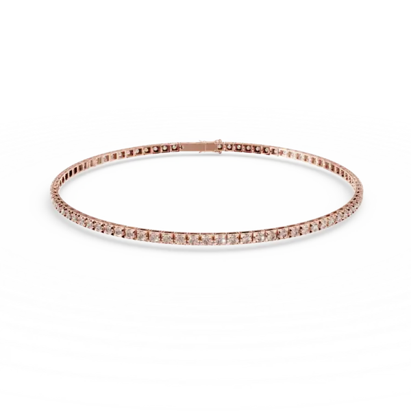 Bratara tennis din aur roz cu diamante maro de 1.6ct
