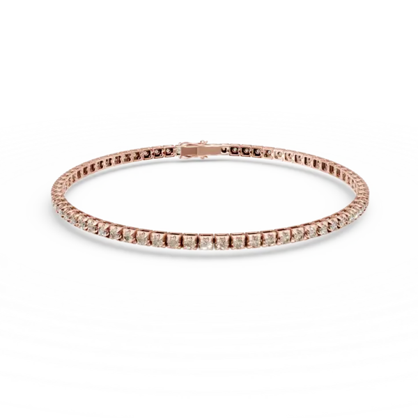 Bratara tennis din aur roz cu diamante maro de 1.6ct