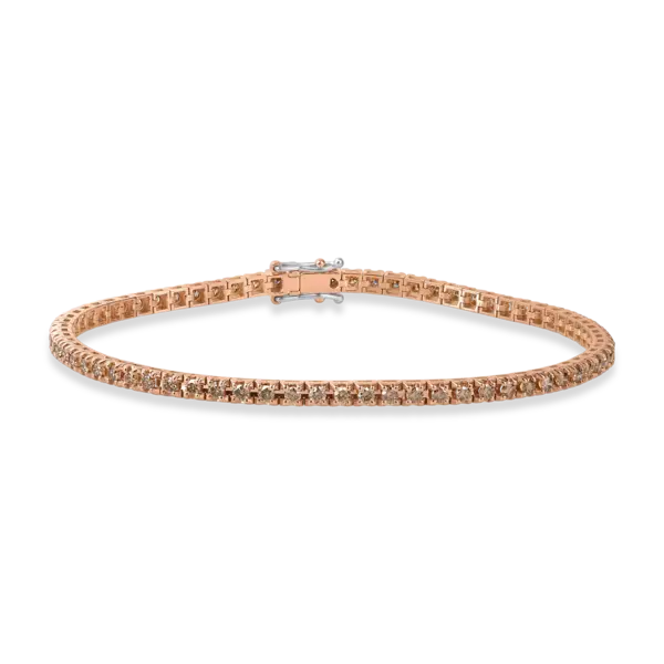 Bratara tennis din aur roz cu diamante maro de 2.4ct pentru barbati