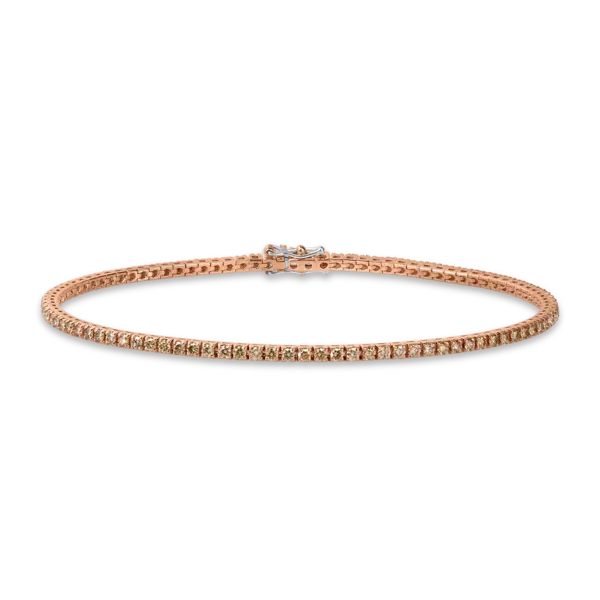 Bratara tennis din aur roz cu diamante maro de 2ct pentru barbati