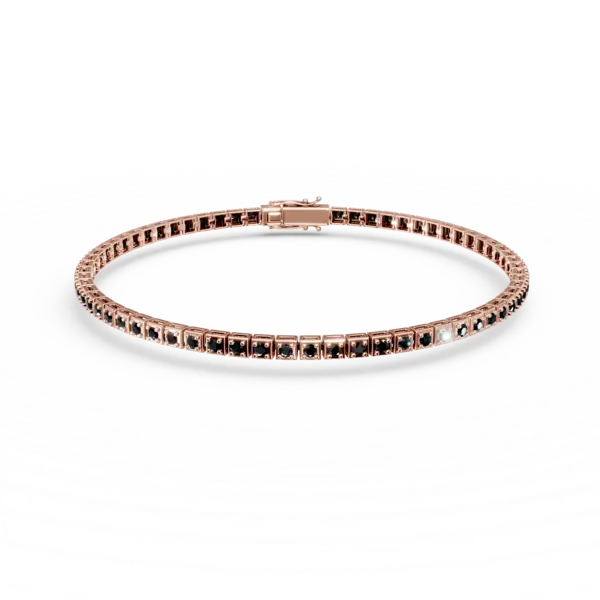 Bratara tennis din aur roz cu diamante negre de 1ct
