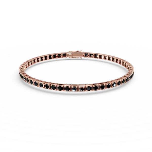 Bratara tennis din aur roz cu diamante negre de 2.2ct