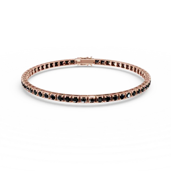 Bratara tennis din aur roz cu diamante negre de 2ct
