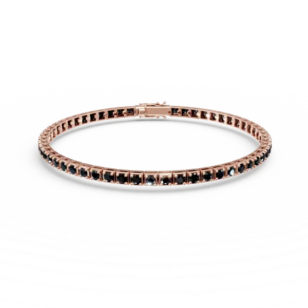 Bratara tennis din aur roz cu diamante negre de 3.4ct
