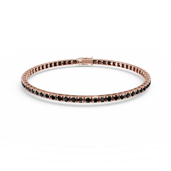 Bratara tennis din aur roz cu diamante negre de 5.7ct