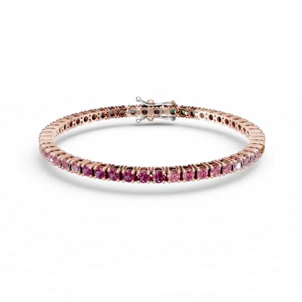 Bratara tennis din aur roz cu safire multicolore de 4.75ct