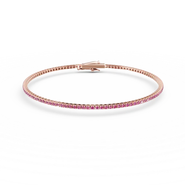 Bratara tennis din aur roz cu safire roz de 1ct