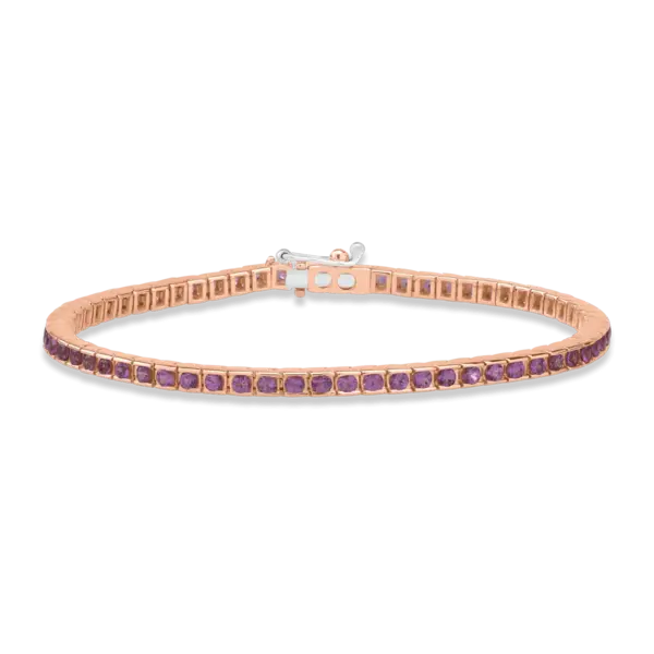 Bratara tennis din aur roz cu safire roz de 3.12ct