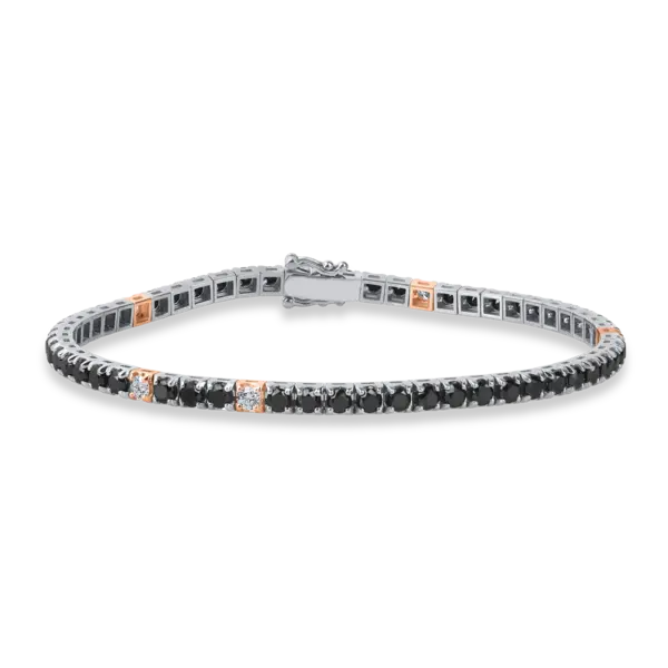 Bratara tennis din aur roz-negru cu diamante de 6.5ct