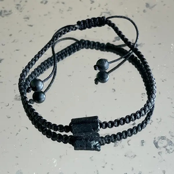 Brățară turmalina neagra bruta ajustabila | Knotted