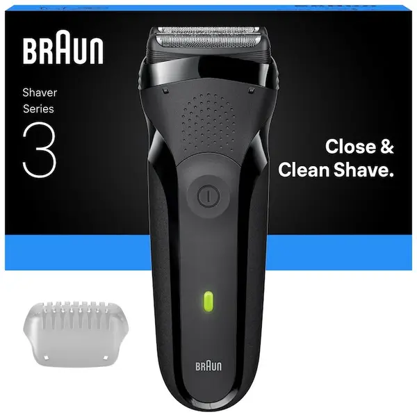 BRAUN Aparat electric de ras Braun Seria 3 300S, 3 Lame Flexibile, Utilizare umeda/uscata, Proiectat in Germania, Gri