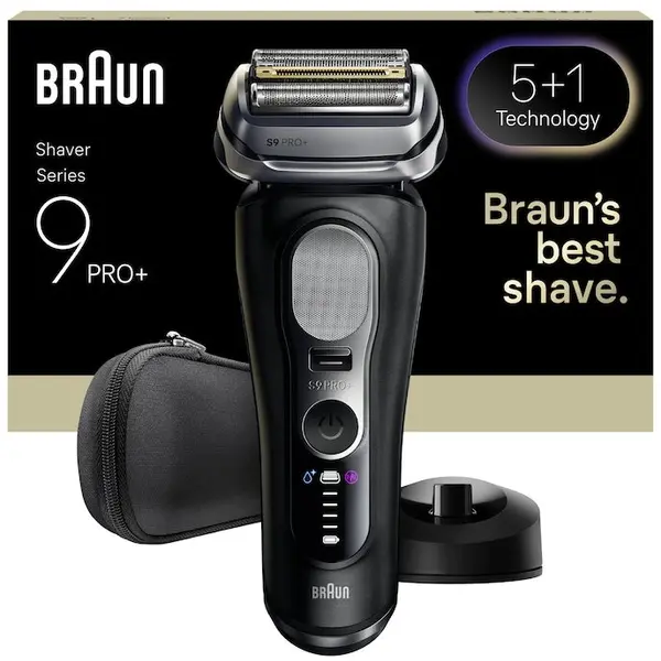 BRAUN Aparat electric de ras Braun Seria 9 PRO+ 9610S, Lame de precizie Ultra-Subtiri 5+1, Pro Sensoadapt, Autonomie pana la 60 de minute, Suport de incarcare, Utilizare umeda/uscata, Negru
