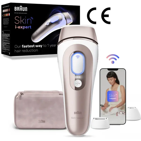 BRAUN Epilator IPL Braun Skin iExpert PRO 7 PL7253 Tehnologie Skin iExpert, Feedback in timp real, 400.000 impulsuri, 10 niveluri de intensitate, 125 de impulsuri pe minut, Cap de precizie, Cap lat, Trusa de voiaj, Roz