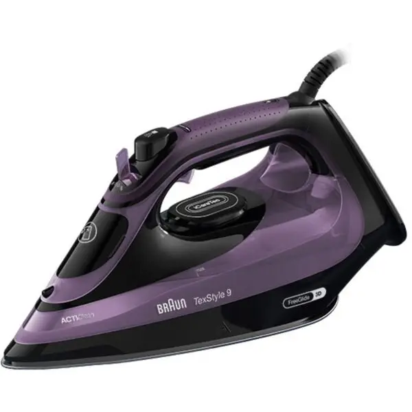 BRAUN Fier de calcat Braun TexStyle 9 SI9661VI, 3100W, jet de abur 250g/min, abur variabil, talpa EloxalPlus, sistem ActiClean, rezervor 330 ml, oprire automata, Violet