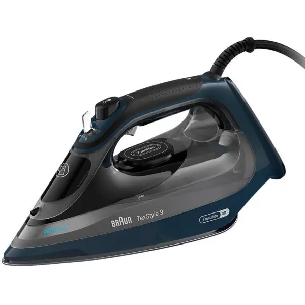 BRAUN Fier de calcat Braun TexStyle 9 SI9682DB, 0127409002, 3200 W, abur variabil 60g/min, jet de abur 260g/min, rezervor 330 ml, tehnologie FreeGlide 3D, sistem inteligent iCare, talpa EloxalPlus, Negru/Albastru