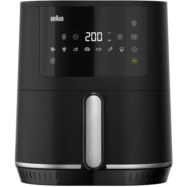 BRAUN Friteuza cu aer cald, fara ulei, Braun Multifry 3 HF3030, 1500W, 4.3L, 1.2kg, tehnologie RealAir, 8 programe automate, temperatura ajustabila, timer, ecran digital, Negru